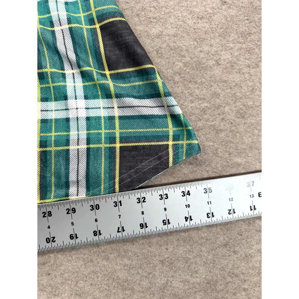 Rose Gal Womens 22 Plaid Stretch V Neck High Low Hem Blouse Top Green Multi - Picture 12 of 14